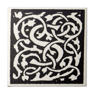Azulejo De Cerámica Letra S Art Nouveau Monograma Vintage