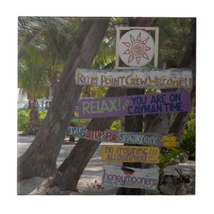 Azulejo De Cerámica Letrero Rum Point Grand Cayman