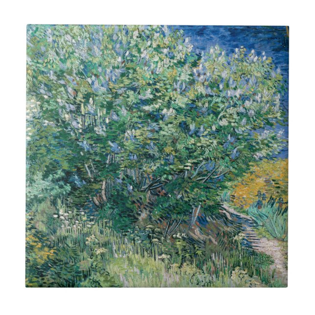 Azulejo De Cerámica Lila Bush (lilas) por Vincent van Gogh (Frente)