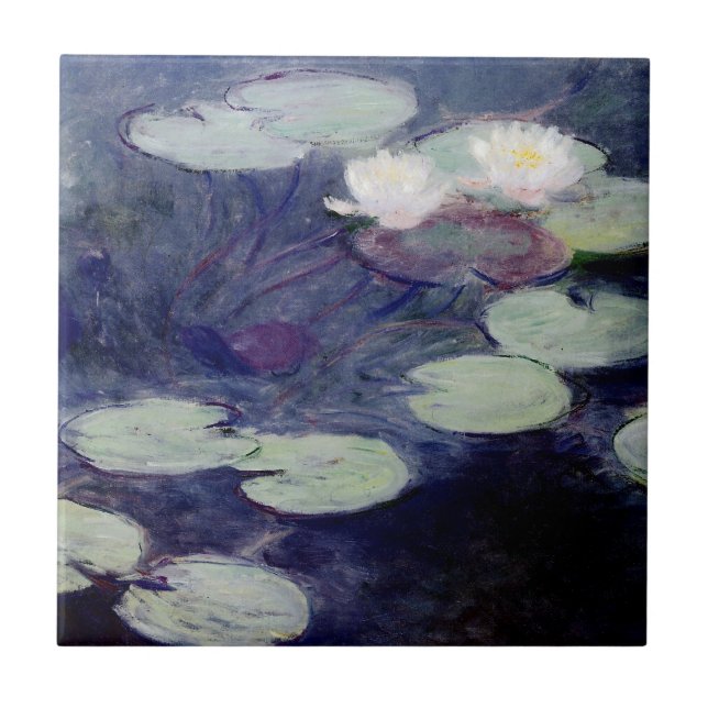 Azulejo De Cerámica Lilies De Agua Rosa: 1897-99 de Monet (Frente)