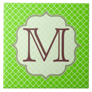 Azulejo De Cerámica Lime Green Quarterfoil Latti Monograma Tile