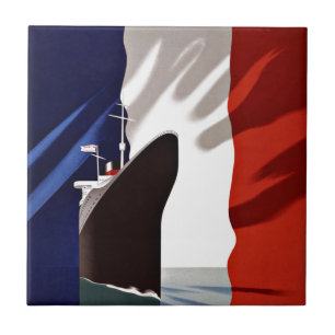 Azulejo De Cerámica Línea francesa viaje de la nave del vintage