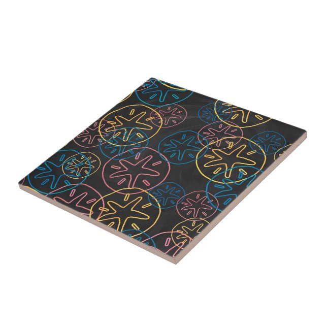 Azulejo De Cerámica Líneas de Dólar de Arena Rojo Amarillo Azul (Lado)