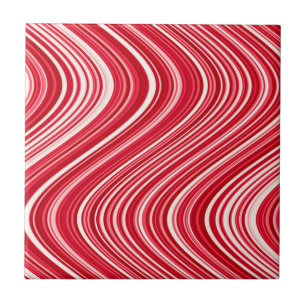 Azulejo De Cerámica Líneas onduladas impecables en rojo y blanco