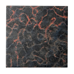 Azulejo De Cerámica Líneas rojas calientes volcánicas de ceniza del 