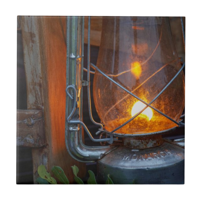 Azulejo De Cerámica Linterna en el campamento de las llanuras, Parque  (Frente)