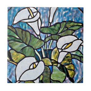 Azulejo De Cerámica Lirios Calla Imitación Vidrio Esmerilado