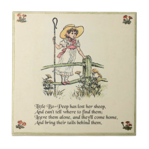 Azulejo De Cerámica Little Bo-Peep: Clásica Kate Greenaway Nursery