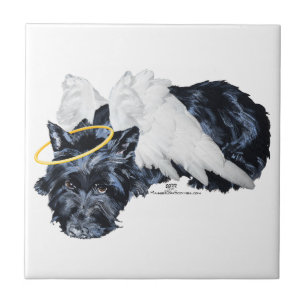 Azulejo De Cerámica Little Resting Scottie Angel