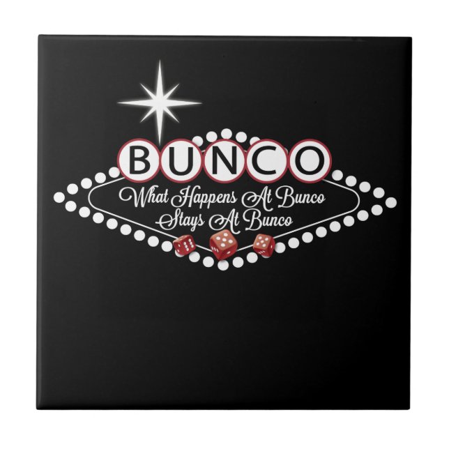 Azulejo De Cerámica Lo Que Pasa En Bunco Se Queda En Bunco Fun (Frente)