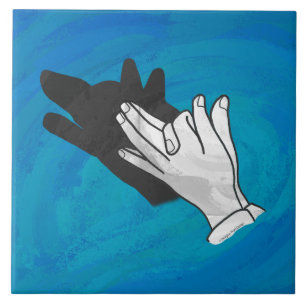 Azulejo De Cerámica Lobo En Azul