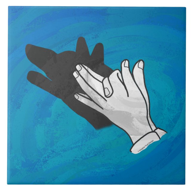 Azulejo De Cerámica Lobo En Azul (Frente)