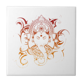 Azulejo De Cerámica Lord Ganesha India Yoga Meditación Espiritualidad
