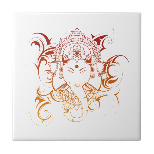 Azulejo De Cerámica Lord Ganesha India Yoga Meditación Espiritualidad (Frente)