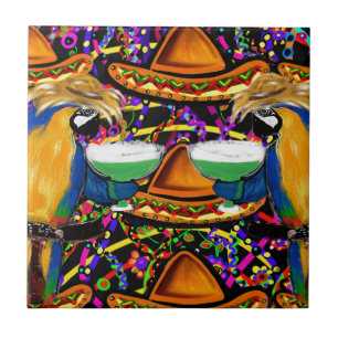 Azulejo De Cerámica Loro de fiesta de Cinco De Mayo