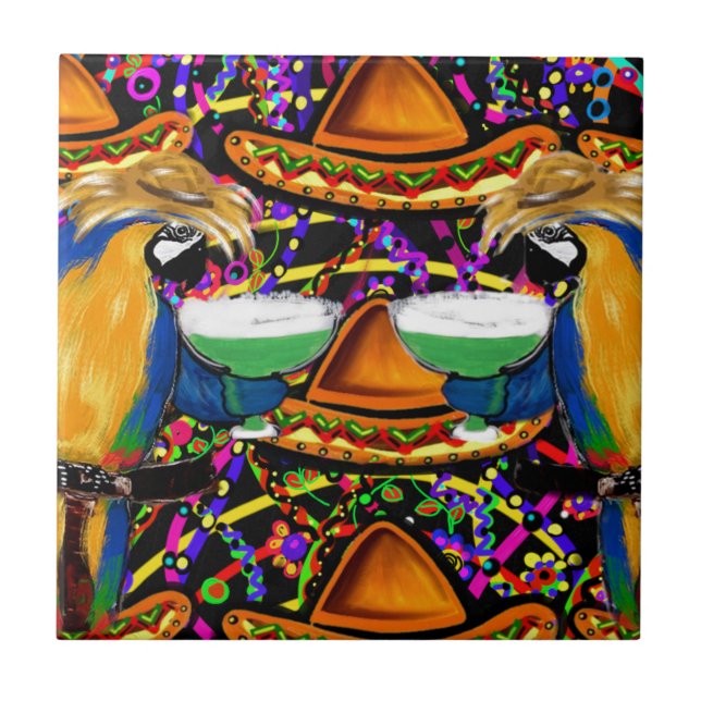 Azulejo De Cerámica Loro de fiesta de Cinco De Mayo (Frente)