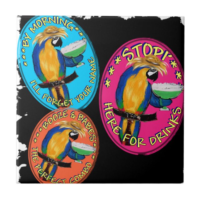 AZULEJO DE CERÁMICA LOROS BORRACHOS (Frente)