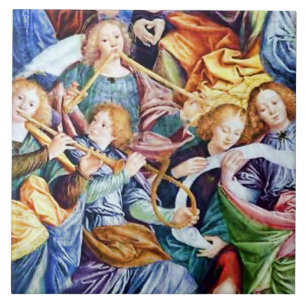 Azulejo De Cerámica Los ángeles músicos en concierto