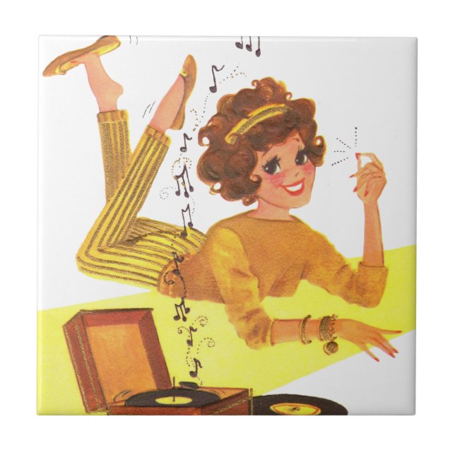 Azulejo De Cerámica los años 60 registran jugar al chica (Frente)