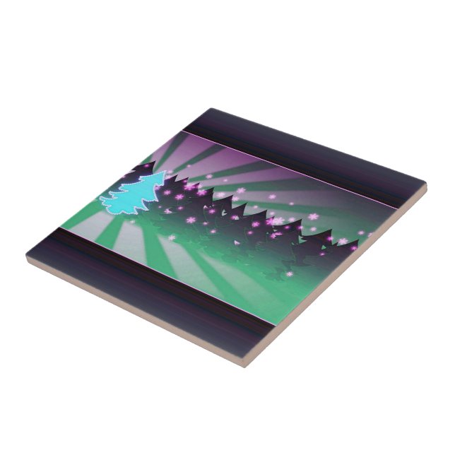 Azulejo De Cerámica Los árboles de Navidad sombras de verde (Lado)