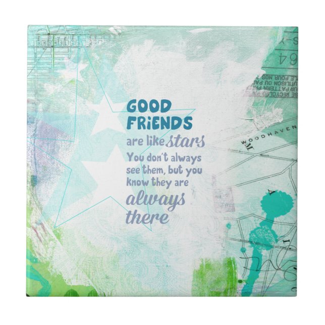 Azulejo De Cerámica Los buenos amigos son como las estrellas (Frente)