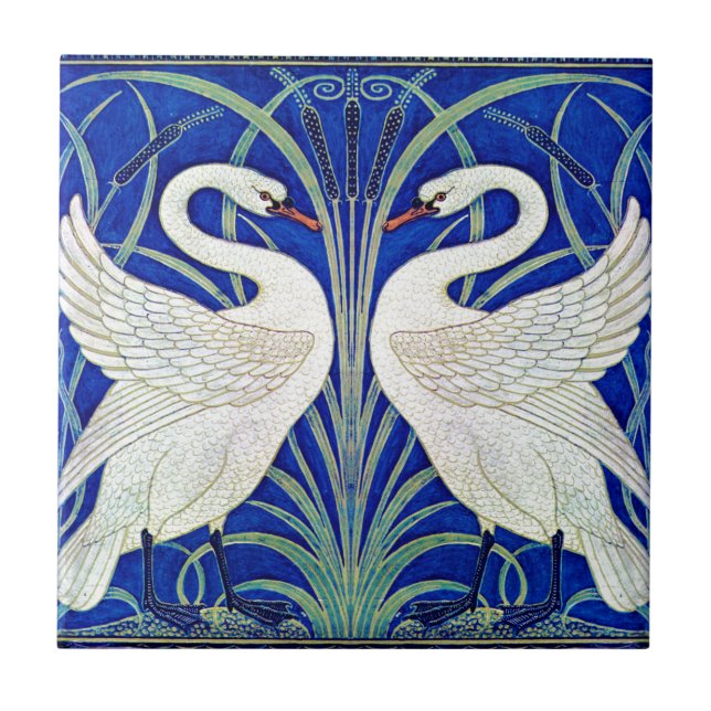 Azulejo De Cerámica Los cisnes por la grúa de Gualterio (Frente)