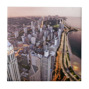 Azulejo De Cerámica Los E.E.U.U., Illinois, Chicago, vista aérea del