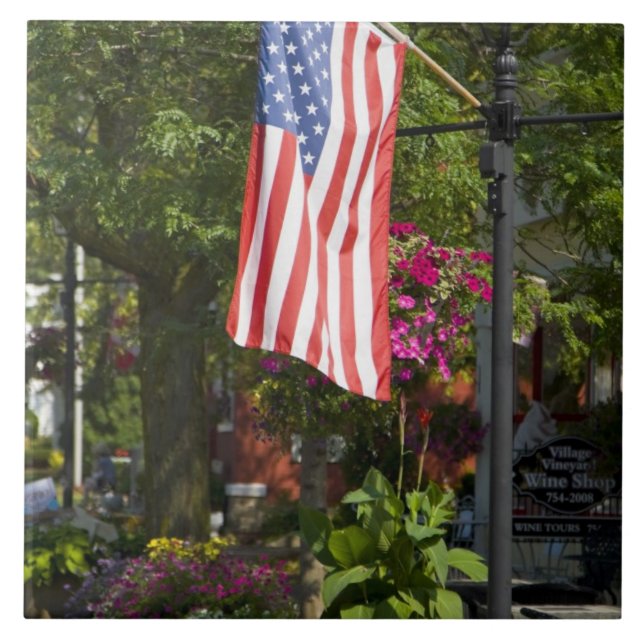 Azulejo De Cerámica Los E.E.U.U., Nueva York, Lewiston. Bandera (Frente)