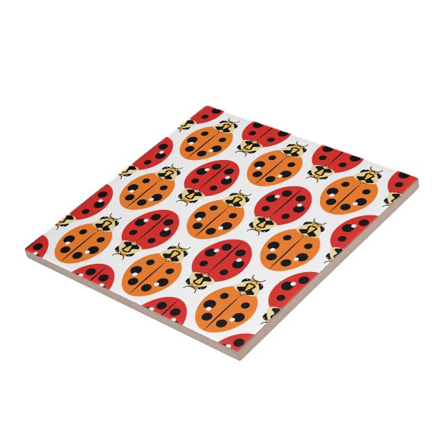 Azulejo De Cerámica Los escarabajos de labios en Naranja y rojo (Lado)