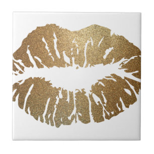 Azulejo De Cerámica Los labios de purpurina dorado, el estilo de lujo