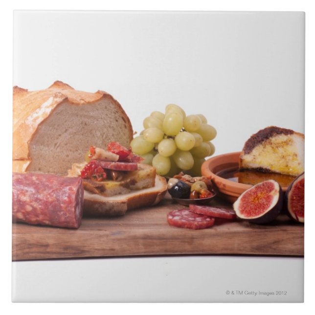 Azulejo De Cerámica los mejores bocados para el vino (Frente)