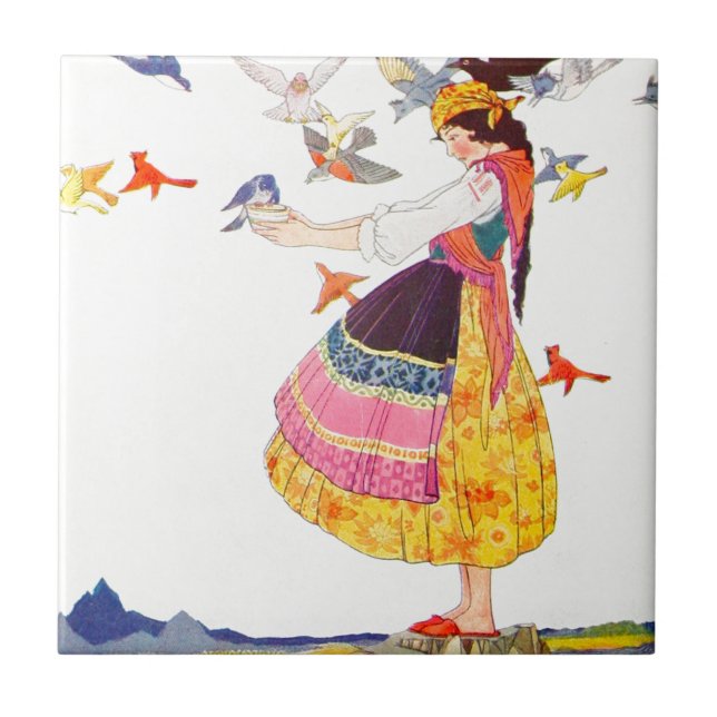 Azulejo De Cerámica Los pájaros de todos los mundos (Frente)