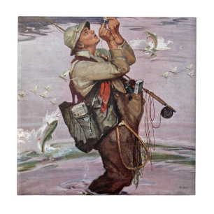 Azulejo De Cerámica Los pescados están saltando