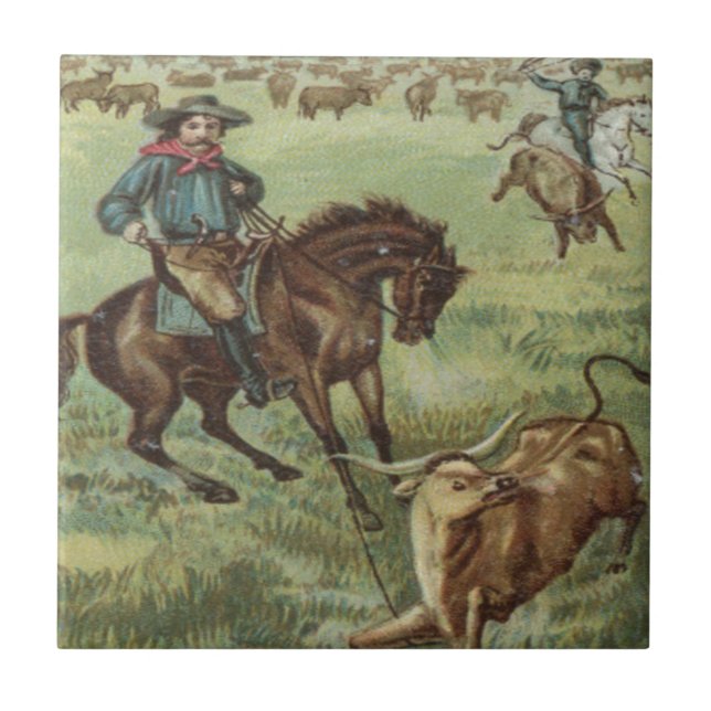 Azulejo De Cerámica Los viejos vaqueros occidentales redondean para (Frente)
