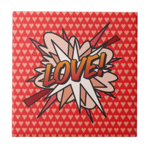 Azulejo De Cerámica LOVE Fun retro libro cómico pop arte