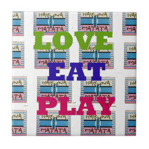 Azulejo De Cerámica Lovely Love Eat Play Hakuna Matata escudo de Kenia