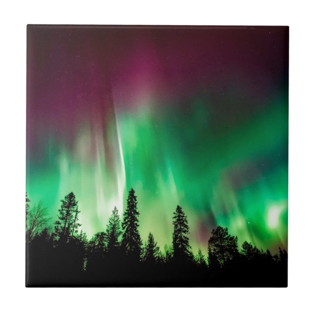 Azulejo De Cerámica Luces boreales de Aurora (Frente)