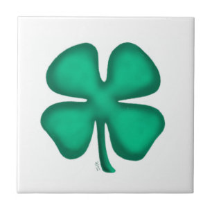 Azulejo De Cerámica Lucky 4 Leaf Irish Clover pequeño mosaico