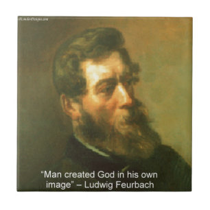 Azulejo De Cerámica Ludwig Feurbach & Cita de Hombre Creó a Dios