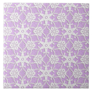 Azulejo De Cerámica Lugar antiguo - blanco y lavanda