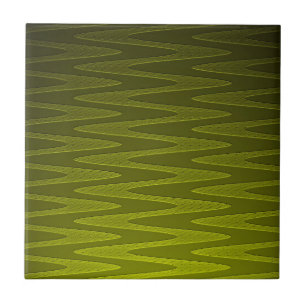 Azulejo De Cerámica Luminoso patrón en zigzag verde oliva