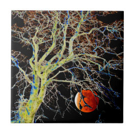 Azulejo De Cerámica Luna Roja en ascenso