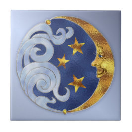 Azulejo De Cerámica Luna y estrellas celestes