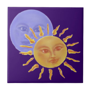 Azulejo De Cerámica Luna y Sun
