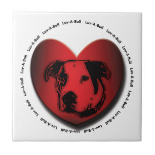 Azulejo De Cerámica Luv-A-Bull Bulldog americano Pit Bull Heart