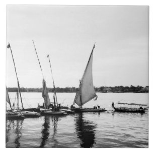 Azulejo De Cerámica Luxor Egipto, Feluccas en el Nilo 2