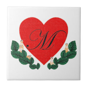 Azulejo De Cerámica M en el corazón