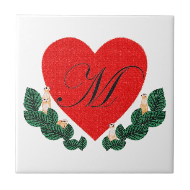 Azulejo De Cerámica M en el corazón (Frente)