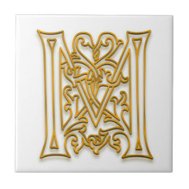 Azulejo De Cerámica M Monograma "Oro irlandés" Tile cerámico