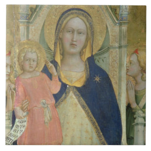 Azulejo De Cerámica Madonna y el niño enthroned con los santos,
